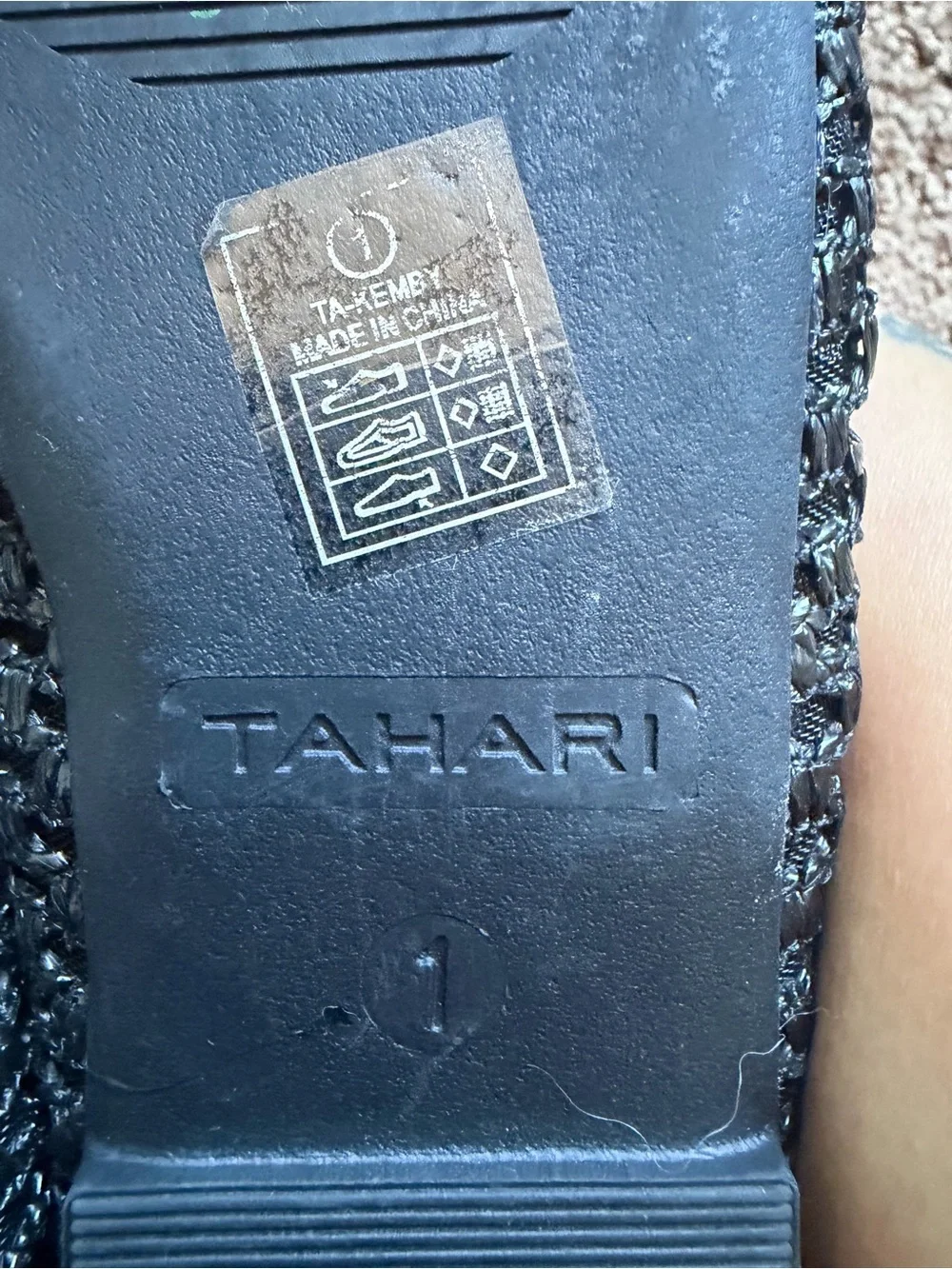 Tahari Girls Black Woven Mary Jane Ballet Flats Youth Size 1 Bow Dress Shoes